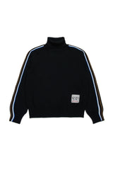 N.21 MULTICOLOR STRIPE BY SLEEVE KNIT TURTLENECK SWEATER