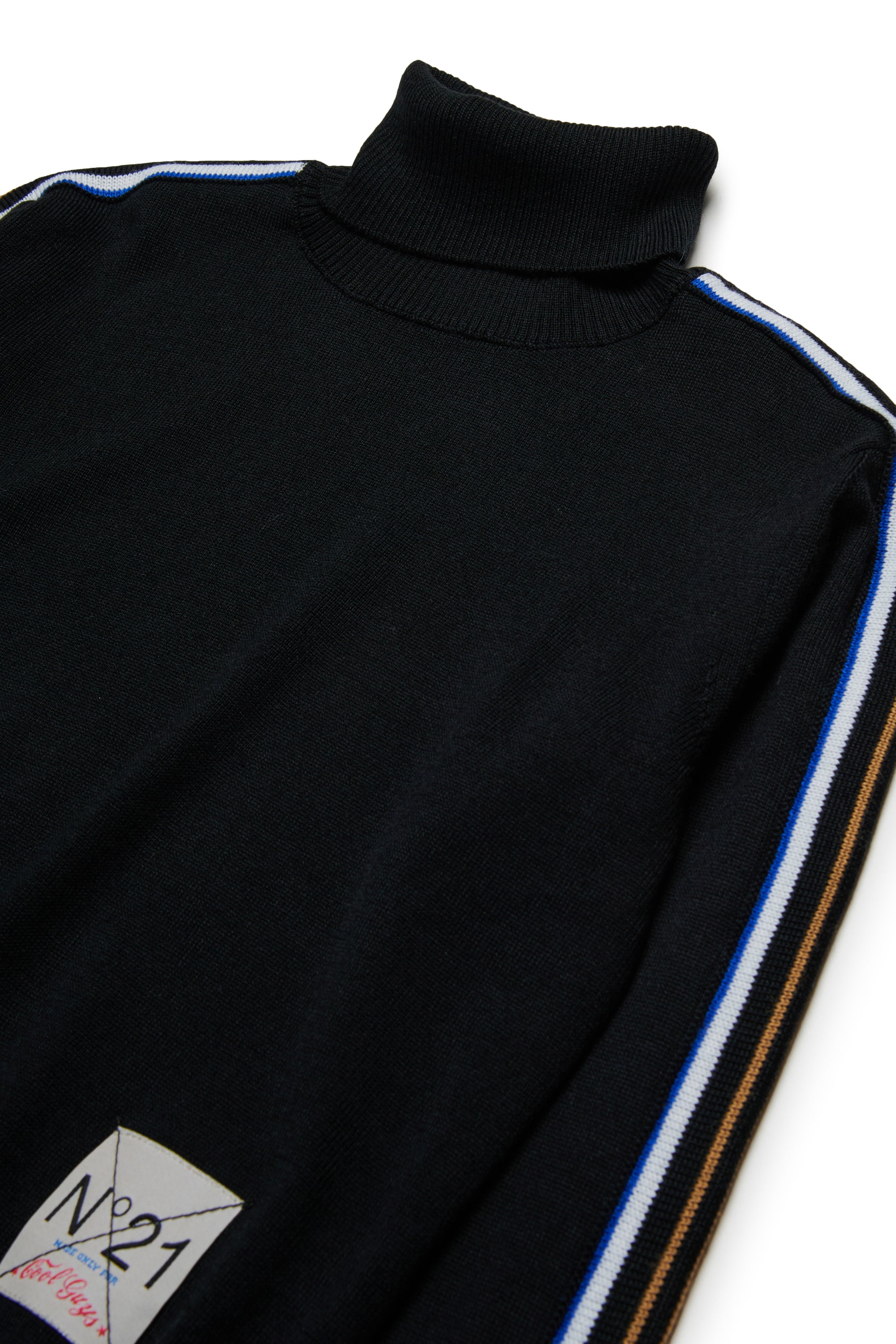 N.21 MULTICOLOR STRIPE BY SLEEVE KNIT TURTLENECK SWEATER
