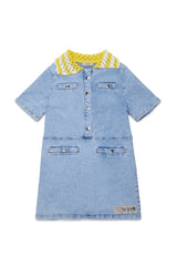 N.21 DENIM DRESS WITH KNIT COLLAR AND SNAPS ON POCKETS