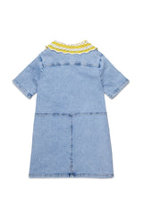 N.21 DENIM DRESS WITH KNIT COLLAR AND SNAPS ON POCKETS