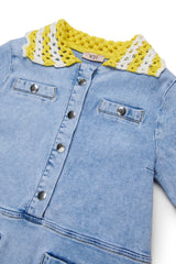 N.21 DENIM DRESS WITH KNIT COLLAR AND SNAPS ON POCKETS
