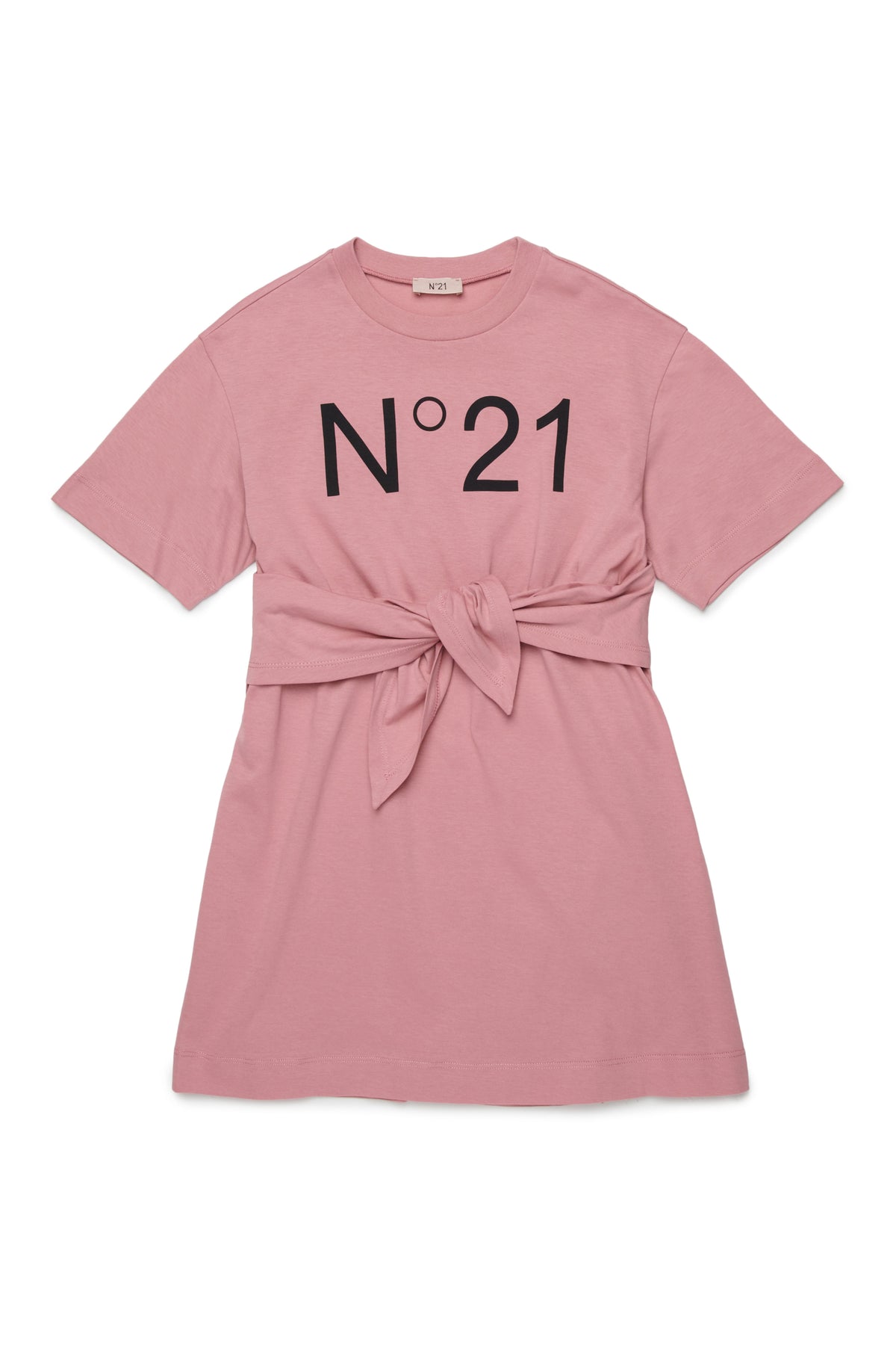 N.21 SHORT SLEEVE LOGO TSHIRT DRESS WITH WAIST TIE