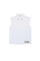 N.21 SLEEVELESS BUTTON UP SHIRT WITH JEWEL BY COLLAR