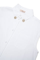 N.21 SLEEVELESS BUTTON UP SHIRT WITH JEWEL BY COLLAR