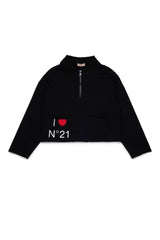 N.21 "I <3 N.21"LOGO 3/4 ZIP AND POCKET POLO SWEATER