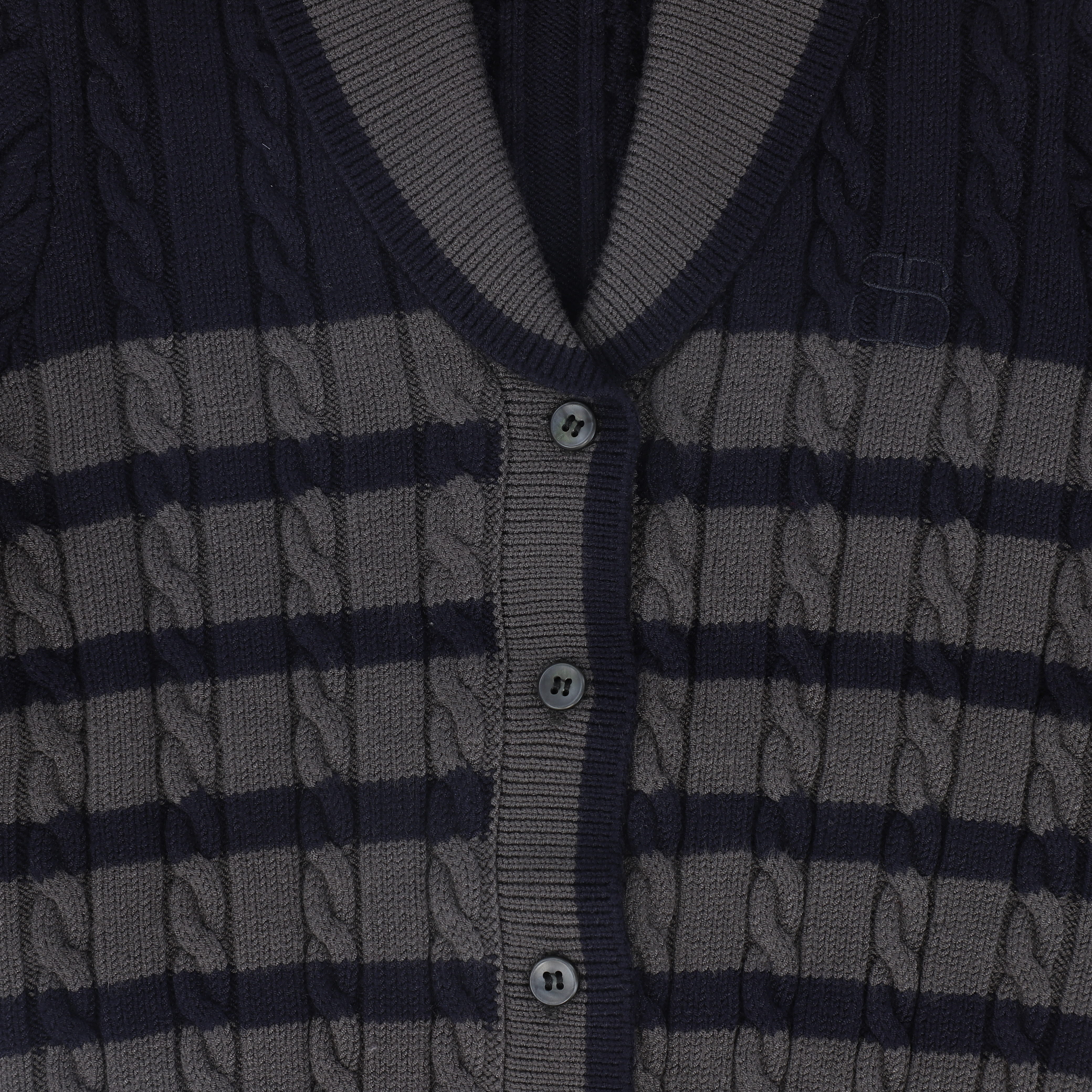 BAMBOO STRIPED KNIT BUTTON DOWN CARDIGAN