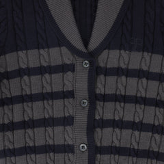 BAMBOO STRIPED KNIT BUTTON DOWN CARDIGAN