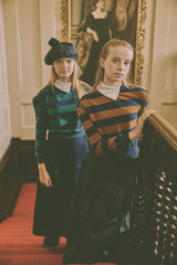 TEA FOLD DOWN COLLAR STRIPED SWEATSHIRT
