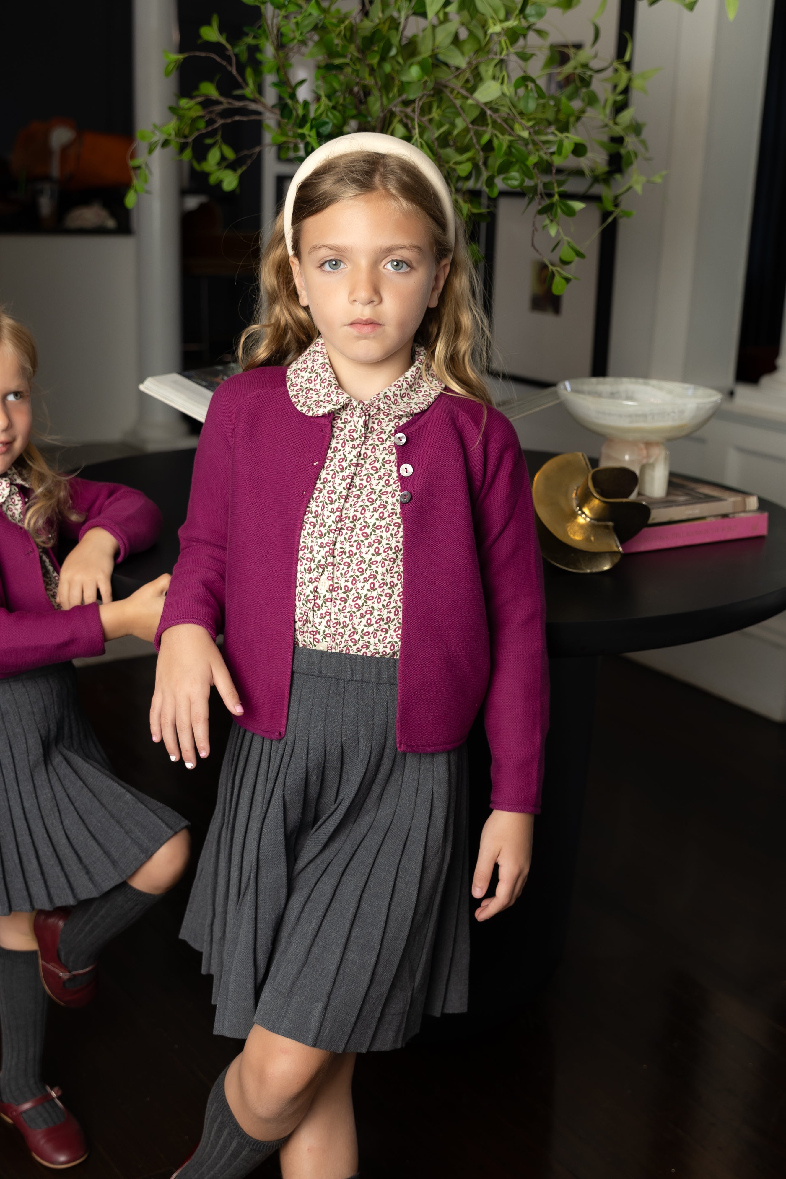 NOU NELLE 2PC FLORAL BLOUSE AND PLEATED SKIRT SET