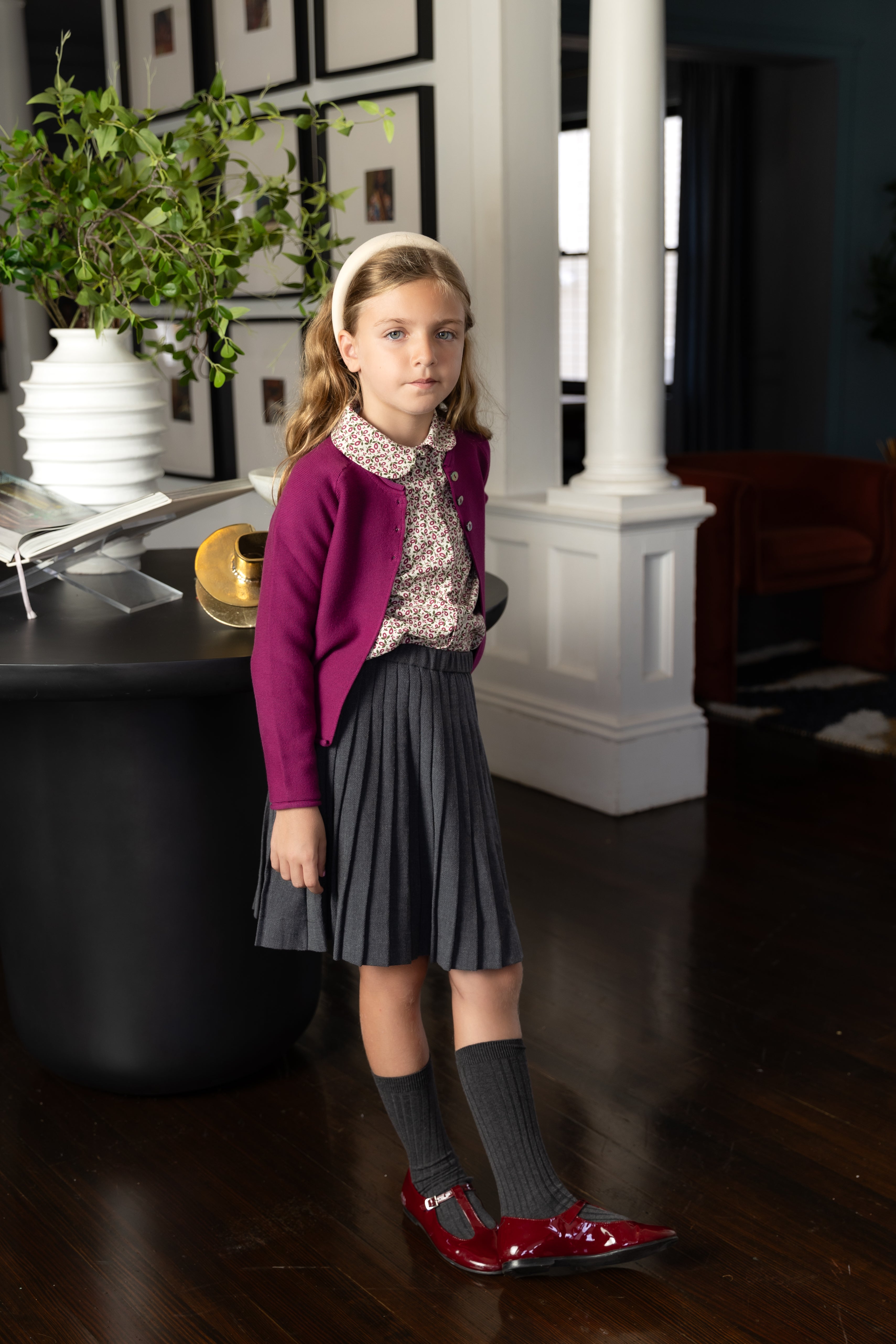 NOU NELLE 2PC FLORAL BLOUSE AND PLEATED SKIRT SET
