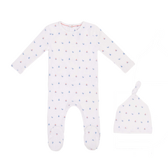 MINILABEL 2PC NAUTICAL PRINT FOOTIE WITH HAT SET