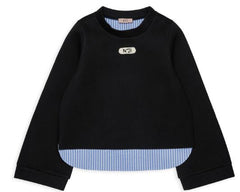 N.21 HI LO SWEATSHIRT WITH BLUE STRIPE LINING SHIRT WITH LOGO