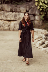GEM FLORAL EMBROIDERED SHIRT DRESS