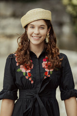 GEM FLORAL EMBROIDERED SHIRT DRESS