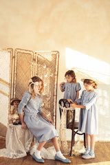 POMPOMME 2PC EMBROIDERED KNIT TOP WITH SCALLOPED SKIRT