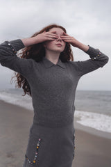 GEM CRYSTAL EMBELLISHED COLLAR SWEATER