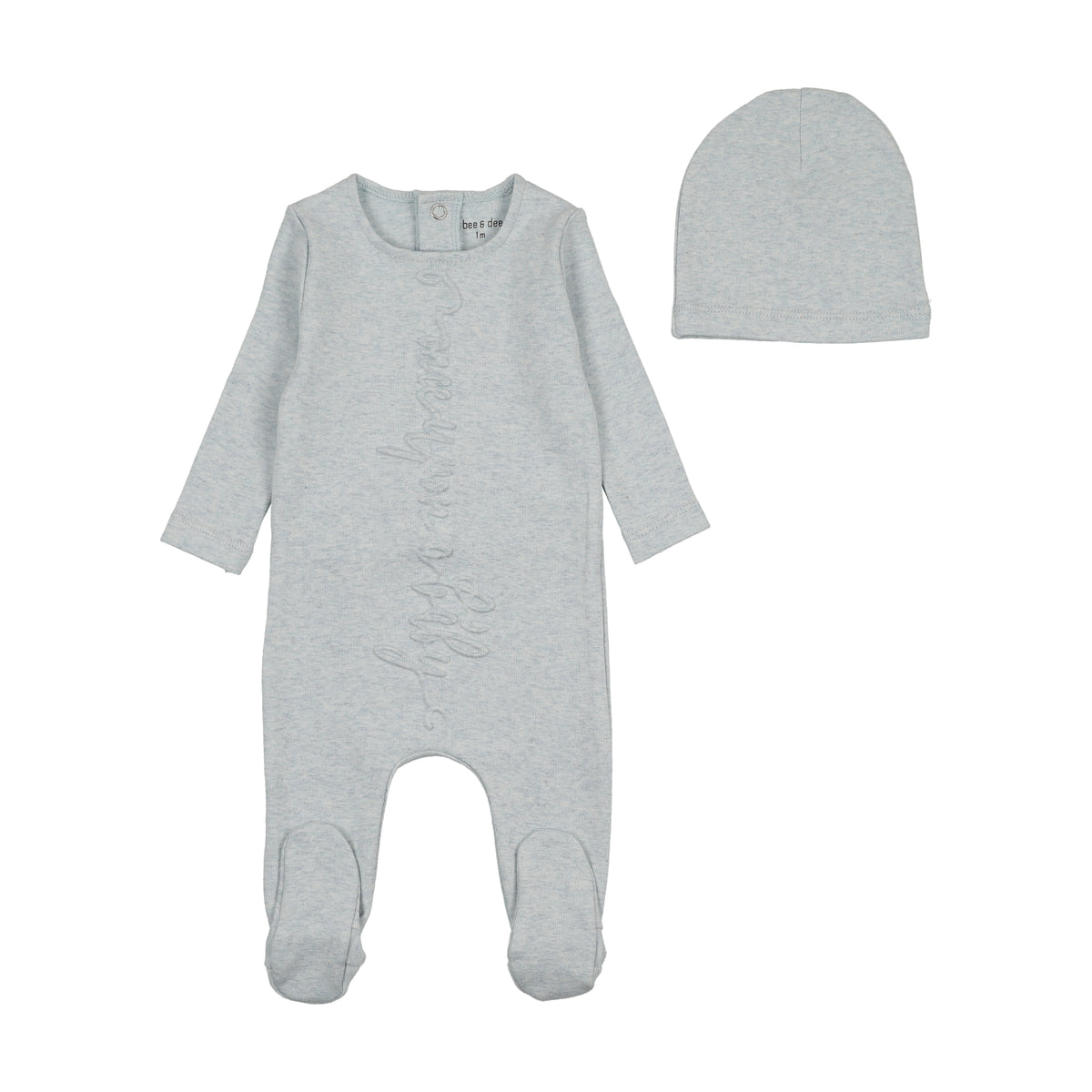 BEE & DEE 3PC ONCE UPON A BABY FOOTIE, BEANIE WITH BLANKET SET