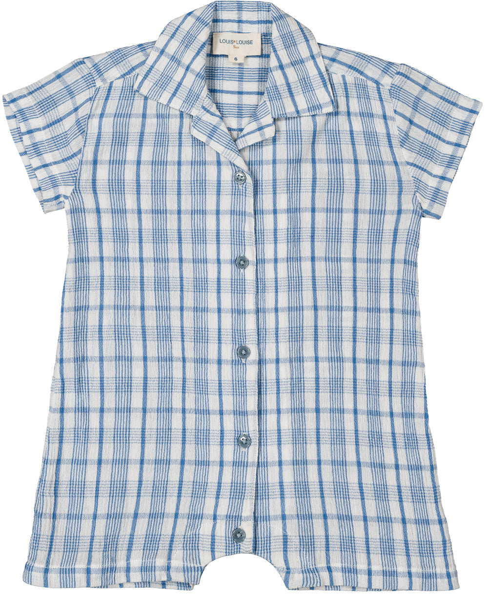 LOUIS LOUISE GASTON COTTON CREPE CHECK ROMPER
