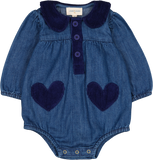 LOUIS LOUISE MARGARITA CORDUROY COLLAR WITH HEART APPLIQUE ROMPER