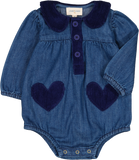 LOUIS LOUISE MARGARITA CORDUROY COLLAR WITH HEART APPLIQUE ROMPER