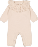 LOUIS LOUISE 2PC RUFFLED COLLARED KNIT ROMPER + BEANIE SET