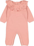 LOUIS LOUISE 2PC RUFFLED COLLARED KNIT ROMPER + BEANIE SET