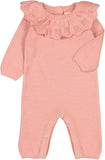 LOUIS LOUISE 3PC RUFFLED COLLAR KNIT OVERALL+BEANIE+BLANKET SET