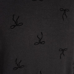 POET ARIA LONG SLEEVE MOCKNECK BLACK ON BLACK BOW PRINT SHIRT