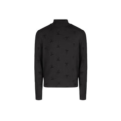 POET ARIA LONG SLEEVE MOCKNECK BLACK ON BLACK BOW PRINT SHIRT
