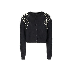 POET ELLE EYELET KNIT CARDIGAN WITH PEARLS ON SHOULDERS