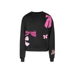 POET BELLA PINK BOW PRINT CREWNECK SWEATER