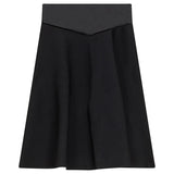 POMPOMME 2PC VELVET TRIMMED TOP WITH VELVET YOKE KNIT SKIRT