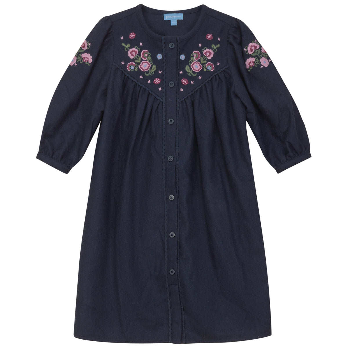 POMPOMME EMBROIDERED YOKE DRESS