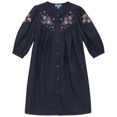 POMPOMME EMBROIDERED YOKE DRESS