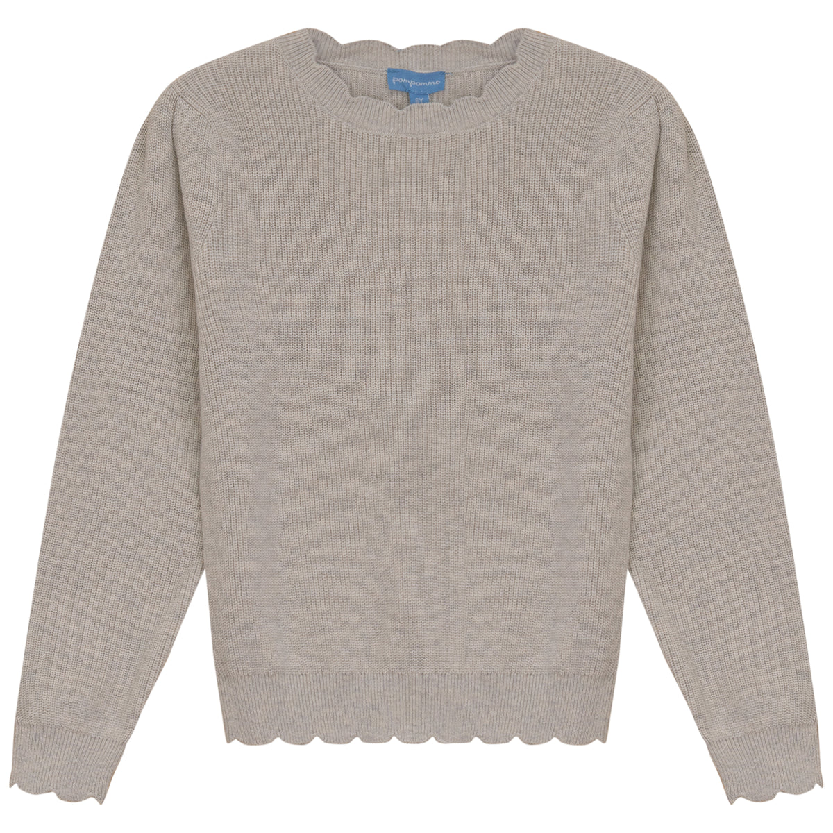 POMPOMME SCALLOPED EDGE KNIT TOP