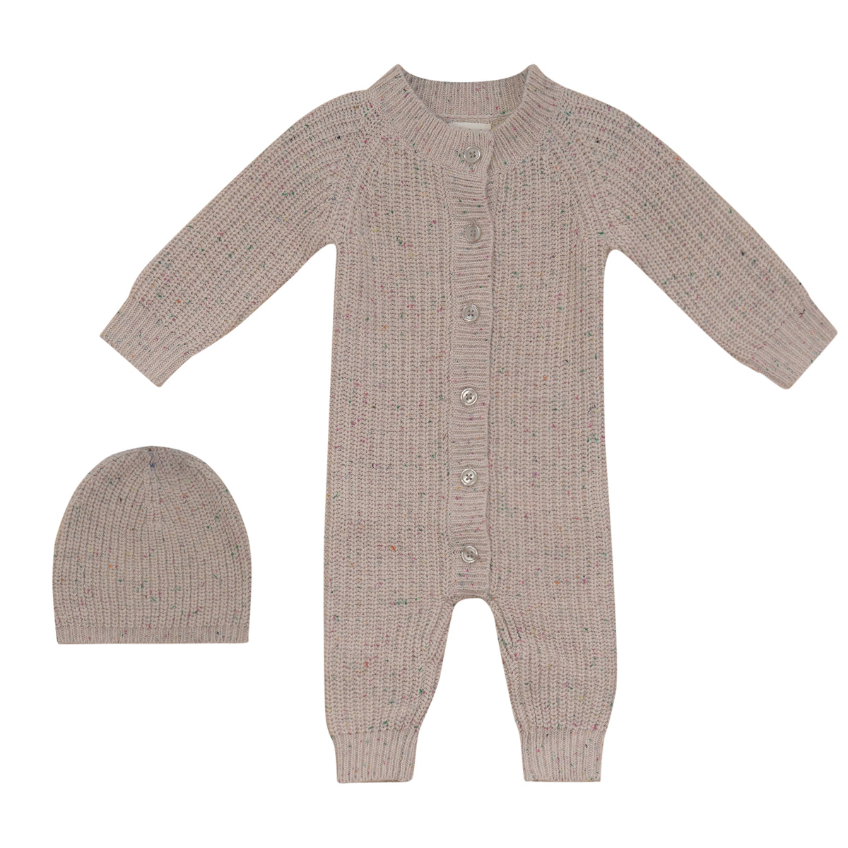 MINI P 2PC SPECKLED ROMPER WITH HAT SET