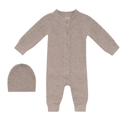 MINI P 2PC SPECKLED ROMPER WITH HAT SET