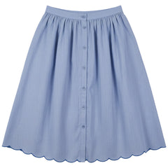 POMPOMME 2PC EMBROIDERED KNIT TOP WITH SCALLOPED SKIRT