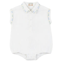 MINI P CROSS STITCHED EMBROIDERED ROMPER