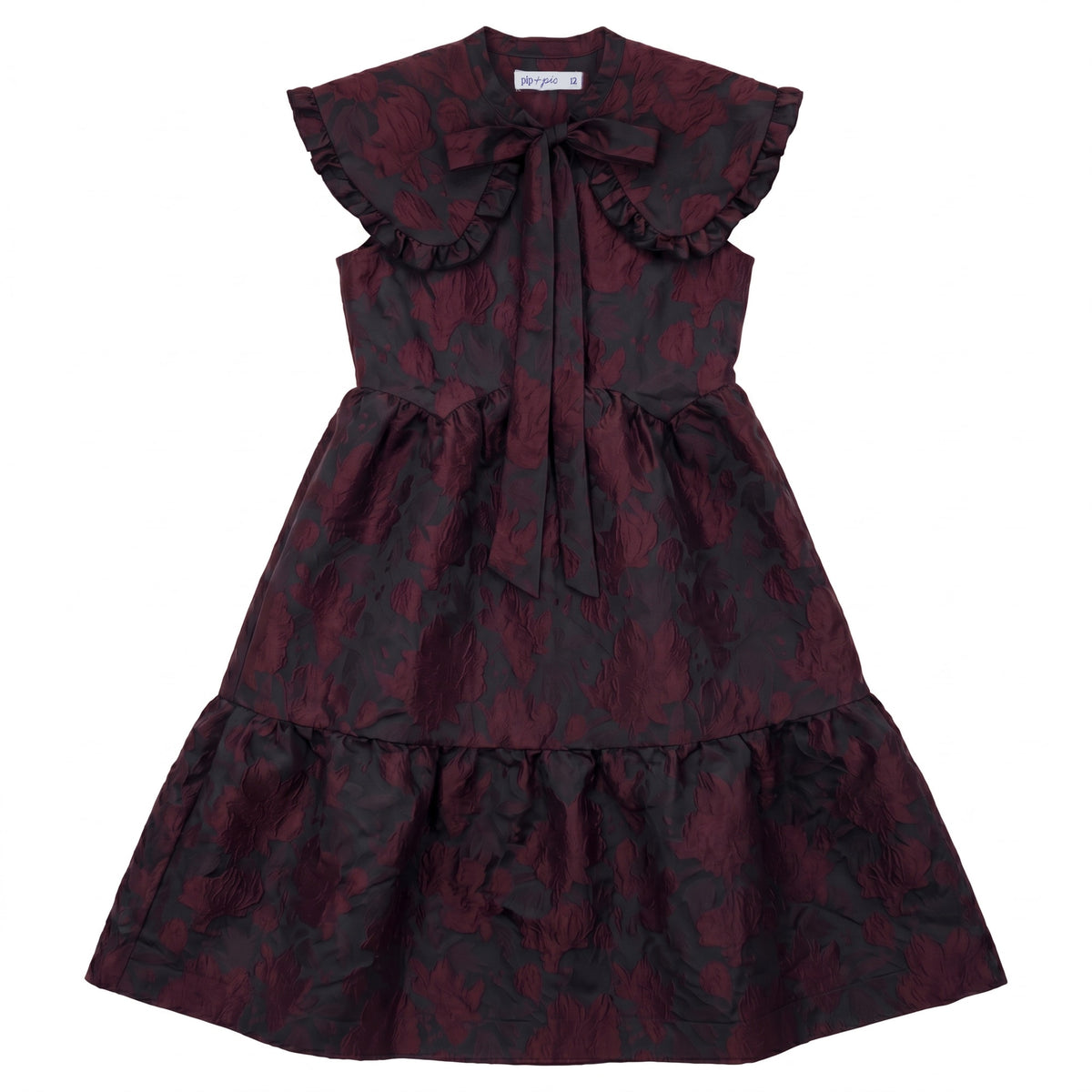 PIP+PIO OVERSIZED COLLAR BROCADE DRESS