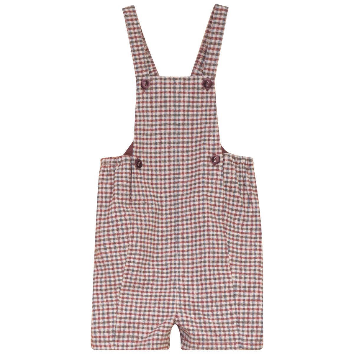 MINI P VELVET BUTTONS PLAID OVERALL