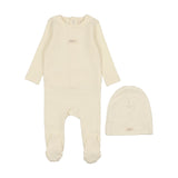 LILETTE 2PC POINTELLE BEBE FOOTIE AND BEANIE SET