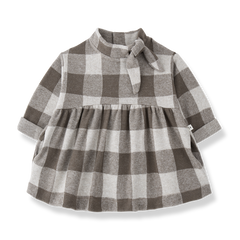1+ IN THE FAMILY SIDE TIE COLLAR CHECKED DRESS