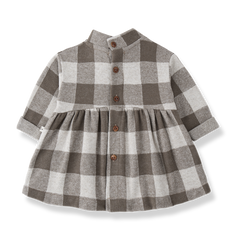 1+ IN THE FAMILY SIDE TIE COLLAR CHECKED DRESS