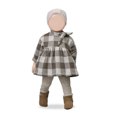1+ IN THE FAMILY SIDE TIE COLLAR CHECKED DRESS