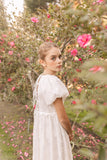 PETITE AMALIE TIE BACK EMBROIDERED DRESS