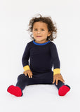 LITTLE PARNI 2PC COLORBLOCK FOOTIE AND BEANIE SET