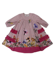 CHRISTINA ROHDE FLOWER PRINT SIDE RUFFLE DETAIL DRESS
