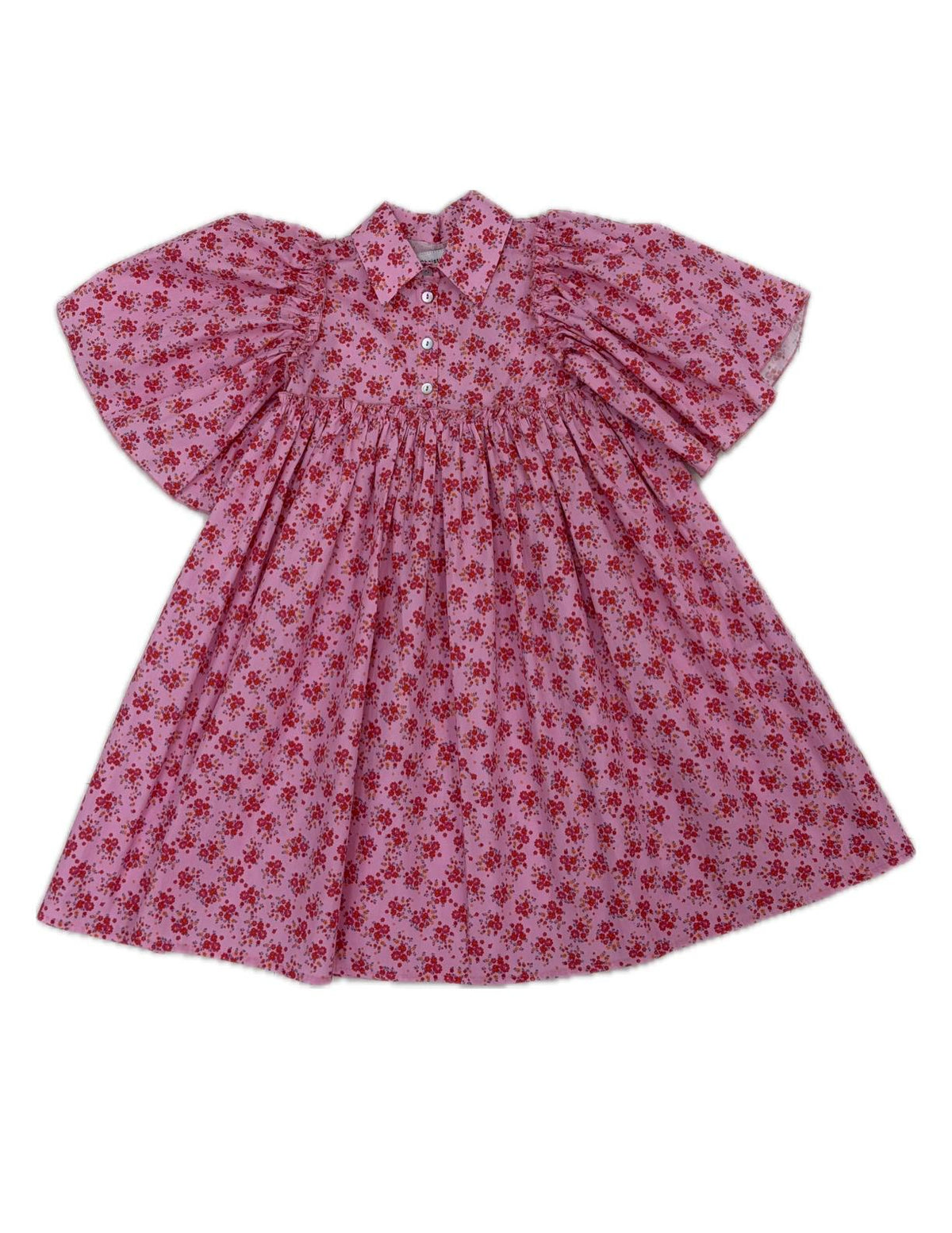 CHRISTINA ROHDE FLOWER PRINT FLUTTER SLEEVE DRESS