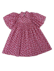 CHRISTINA ROHDE FLOWER PRINT FLUTTER SLEEVE DRESS